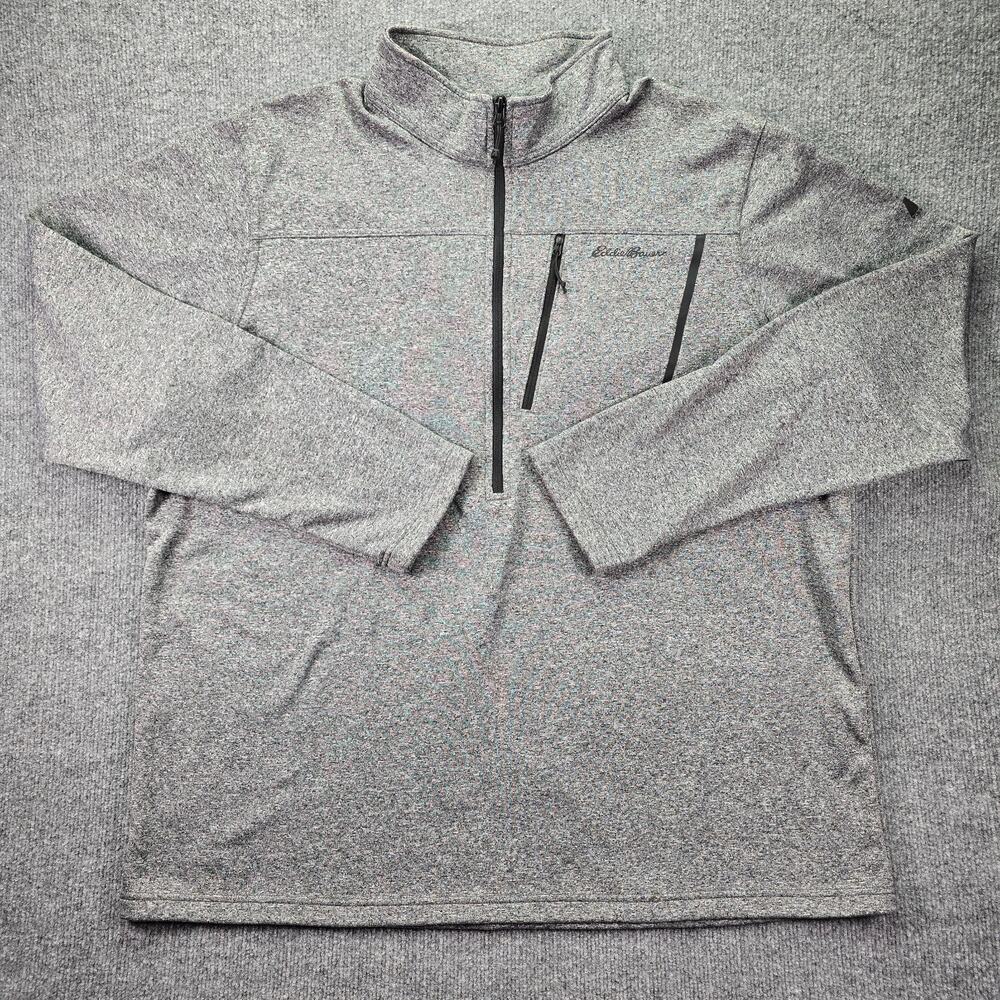 Eddie Bauer First Ascent 1/4 Zip Pullover Mens 2XL Tall Gray Zip Pocket Fleece